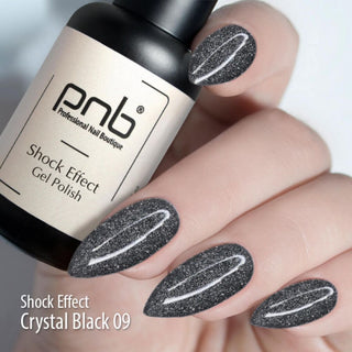 Smalto Gel UV/LED EFFETTO SHOCK 09 Nero Cristallo PNB 8 Ml
