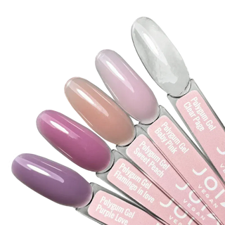 JOIA vegan Polygum Gel, Clear Page, 15 ml è un gel chewing gum per modellare unghie e design voluminosi