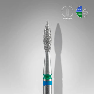 Trapano diamantato per unghie DUO fiamma blu-verde EXPERT diametro testa 2,1 mm / parte lavorante 8 mm FA11BG021/8